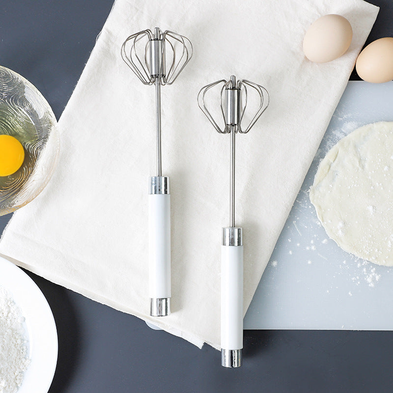 Push & Spin Stainless Steel Egg Whisk Mixer