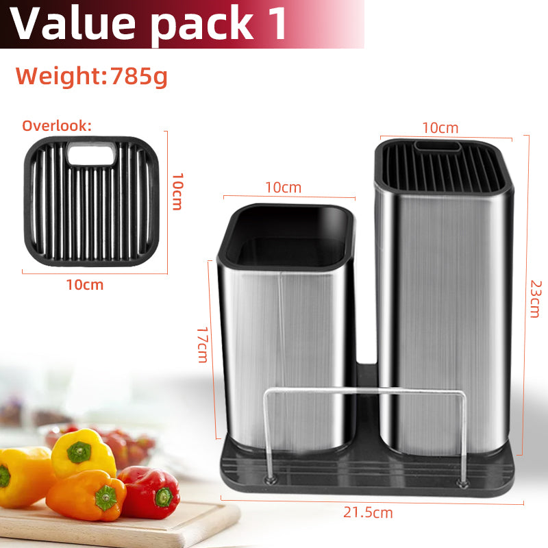 Kitchen Knife and Chopping Board Organizer with Drain Tray