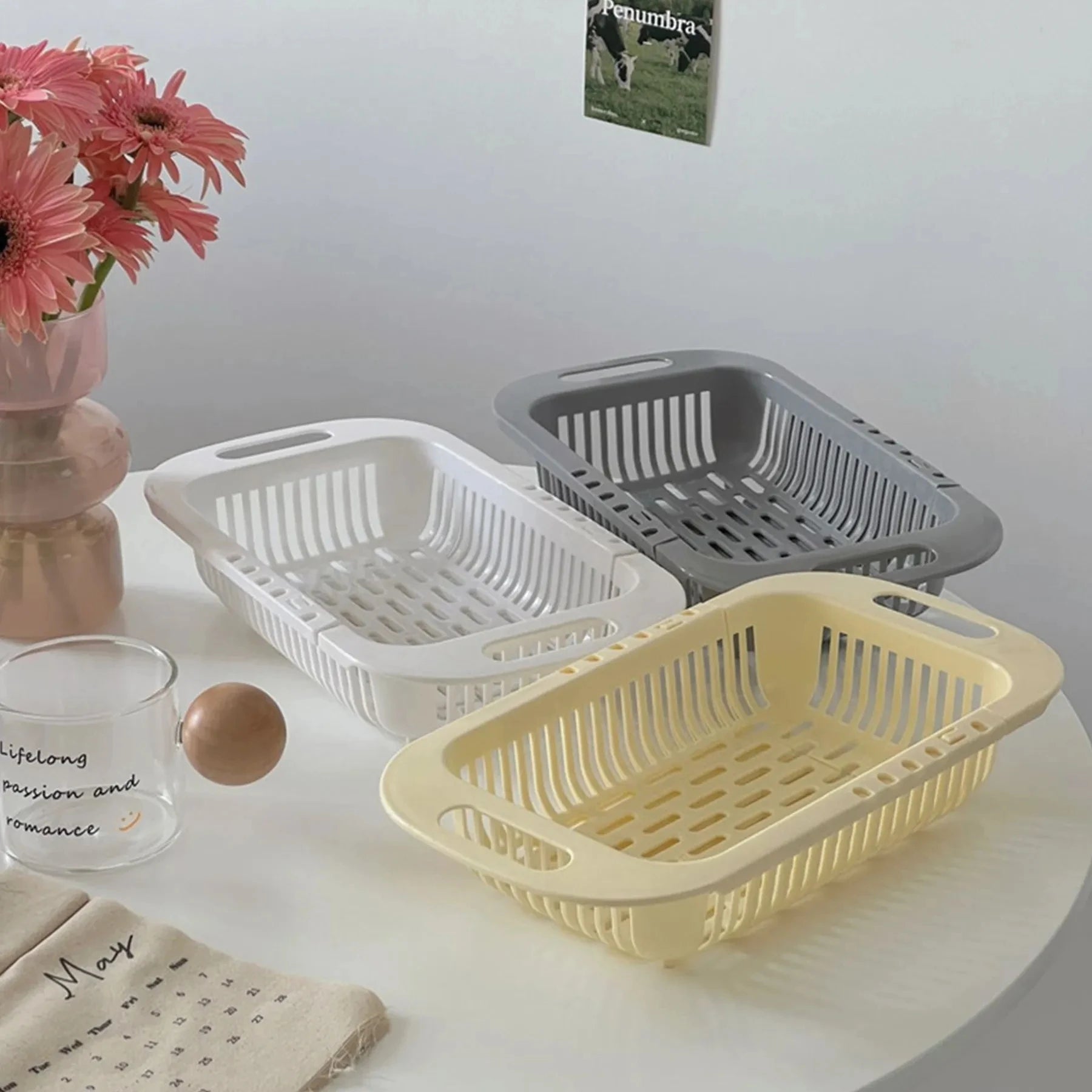 Retractable Sink Basket for Easy Draining and Storage