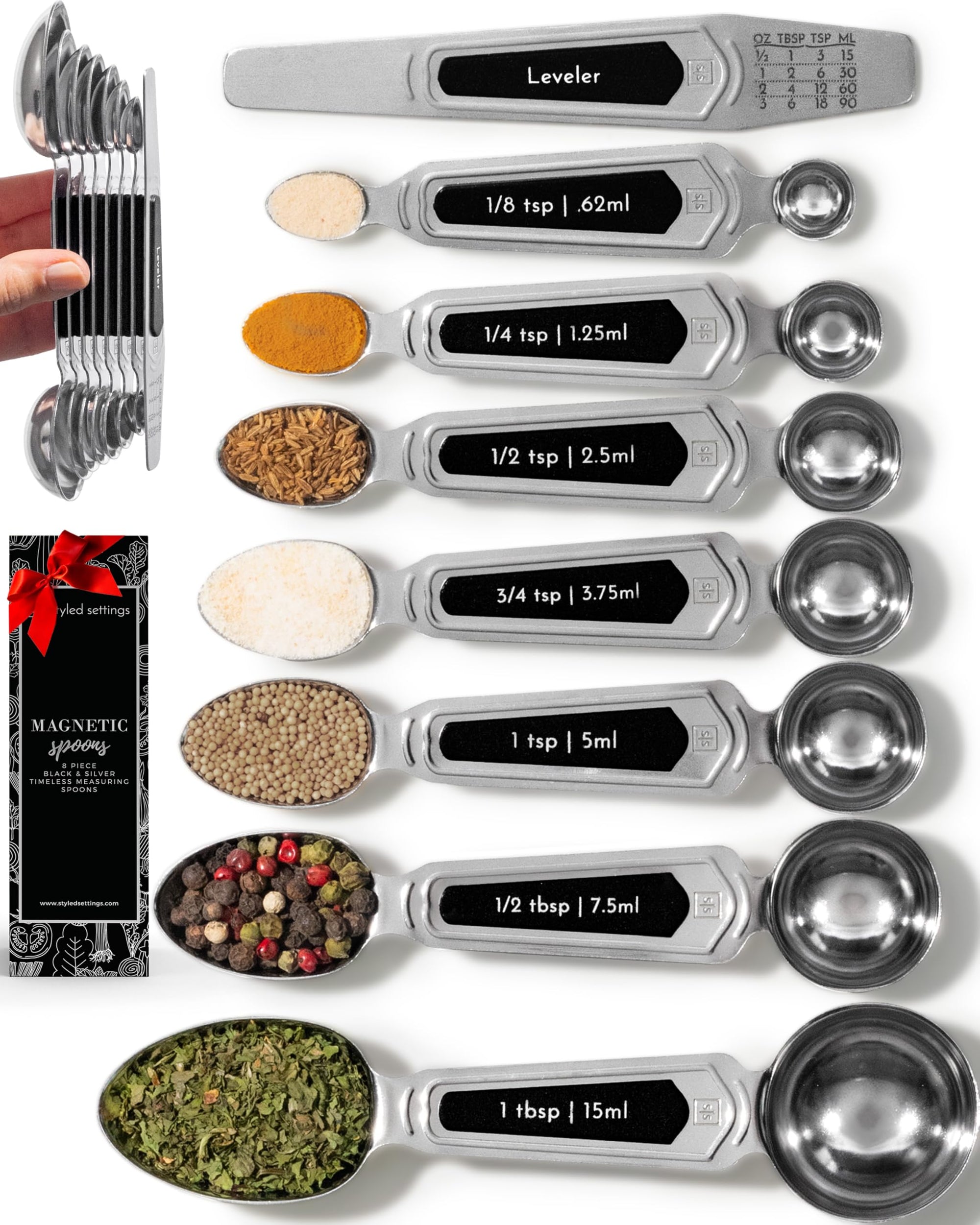 Stackable Magnetic Measuring Spoons for Mess-Free Prep