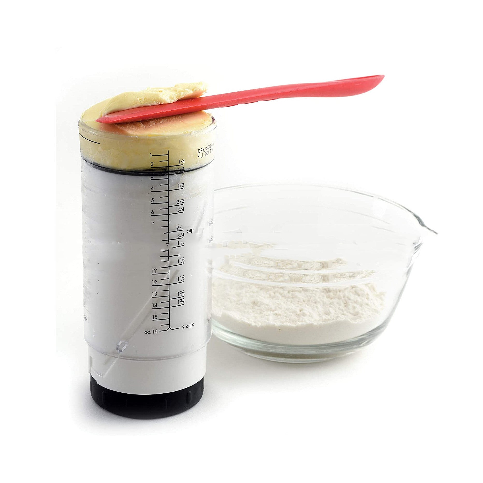 Easy-Measure Adjustable Cup for Sticky and Dry Ingredients