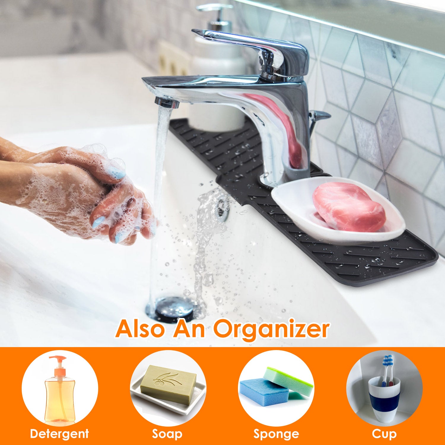 Silicone Faucet Splash Guard Mat for Clean, Dry Sinks